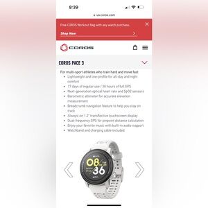 Coros Pace 3 GPS watch